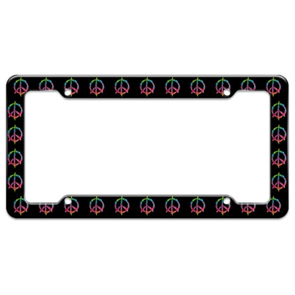 Tie Dye Peace Sign License Plate Tag Frame