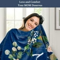 thumbnail image 3 of Mom Blanket for Birthday from Daughter and Son, Super Soft, Warm and Comfy Blanket for Mother, I Love You Mom Blanket Flower Women Throw Blanket 60" x 50", Blue, 3 of 6