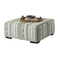 thumbnail image 2 of Phan Ottoman, Plush Ivory Chenille, Elegant Lined Pattern, 41 Inch, 2 of 3