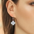 thumbnail image 3 of Gem Stone King 18K Rose Gold Plated Silver Sky Blue Aquamarine and White Moissanite Dangle Earrings for Women (6.14 Cttw, Gemstone March Birthstone, Heart Shape 6MM), 3 of 3