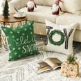thumbnail image 5 of Sm:)e Merry Christmas Trees Mottos Green Throw Pillow Covers, 18 x 18 Inch Hello Winter Let it Snow Holiday Cushion Case Decoration for Sofa Couch Set of 4, 5 of 5