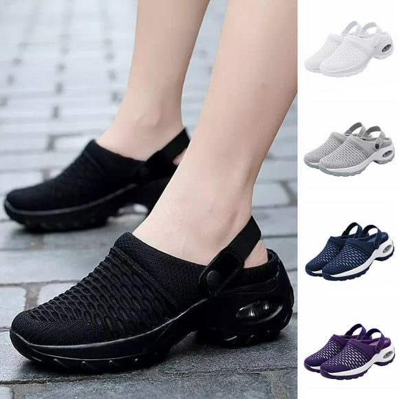 Meileang 1 Pair Women Sports Shoes Mesh Breathable Non-slip Design Quick-Dry Outdoor Rubber Shoes with Air Cushion Support