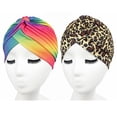 thumbnail image 4 of Flmtop Mode Arc-en-Ciel Couleur Léopard Femmes Tête Enveloppe Chapeau Bonnet Couverture de Protection, 4 of 7