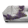 thumbnail image 3 of Rustic Wood Soft Flannel Fleece Throw Blanket, Lavender Flower on Vintage Old Style Table Retro Illustration, Cozy Plush for Indoor and Outdoor Use, 60" x 80", Purple Eggshell, by Ambesonne, 3 of 6