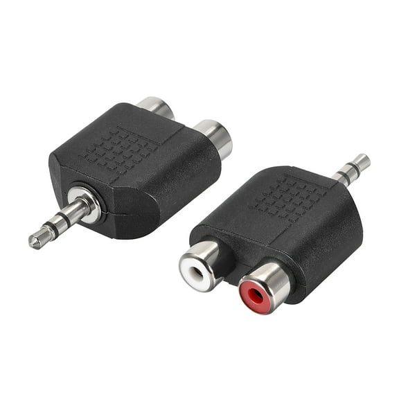 3.5mm Male to 2 RCA Female Connector Stereo Video Cable Adapter Splitter 2Pcs