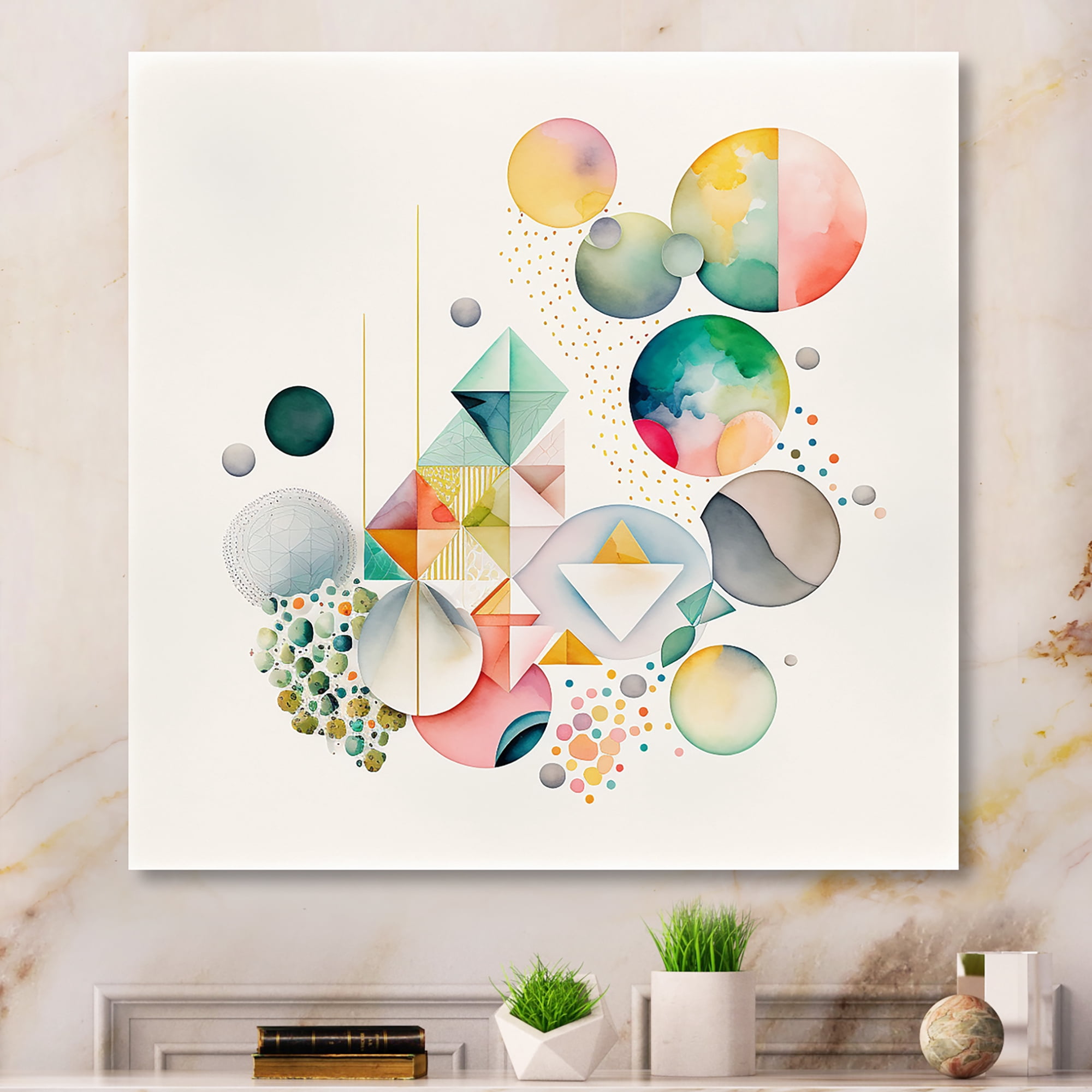 Designart Watercolor Multi Shape Abstract II Canvas Wall Art