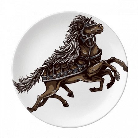 

Running Horse Armor Animal Art Grain Plate Decorative Porcelain Salver Tableware Dinner Dish