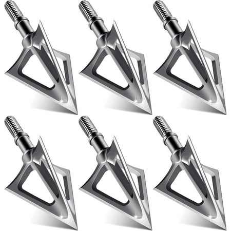 6 Pack Stainless Steel Fixed Blade Arrows 100 Grains 1-1/8 Inch Cutting Quality Solid Arrows for Crossbows and Compound Bows
