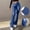 #021-Light Blue, variant on Womens Pants High Waisted Flared Pu Coated Solid Soft Stretchy Breathable Hip Lifting Trousers for Summer Gift