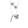 thumbnail image 2 of Delight Jewelry Fearless Bar Silver tone Guardian Angel Charm Necklace and Stud Earrings, 2 of 4