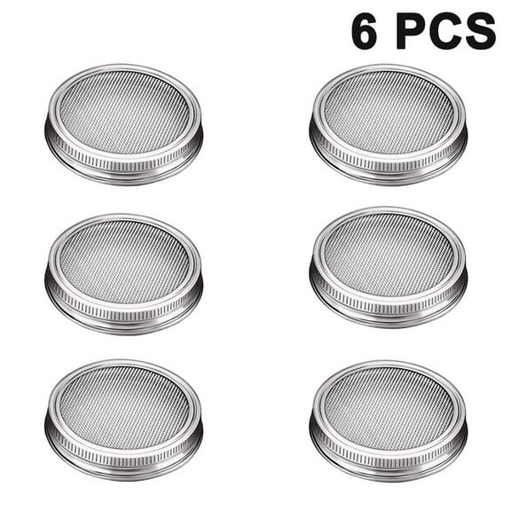 Reusable Sprout Maker, 6 Stainless Steel Sprouting Lids, 304 Grade, Odor-Free, HealthyGrowing Kit for Home Gardening, Easy Drainage, Wide Mouth Compatibility, Multifunctional Bean