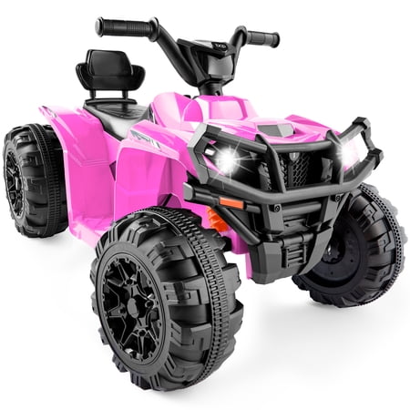 Best Choice Products 12V Kids Ride-On ATV Quad w/ Bluetooth, 2.4mph Max, Treaded Tires, LED Lights, Radio - Pink