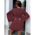 thumbnail image 2 of Missord Women Sexy Deep V Long Sleeve Slim Fit Oversized Loose Casual Pleated Dress, 2 of 4