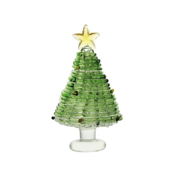 CuiLiyq Christmas Desktop Ornaments, 2.4 Inch Artificial Mini Tilted Glass Christmas Tree, For Holiday Family Wedding Party Desktop Decoration (Green)