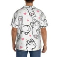 thumbnail image 3 of Lsque Alpacas and Hearts print Men's Cuban Collar Short Sleeve Shirt Summer Beachwear Casual Button Down Fashionable Vacation Leisure Shirt-XX-Large, 3 of 7