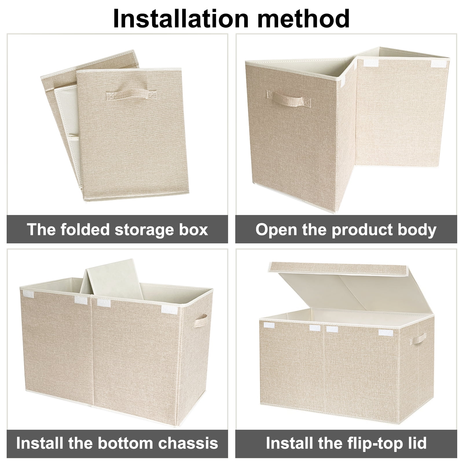 Homyfort Large Toy Box Chest Storage with Lid, Collapsible Kids Toy Container Bins for Playroom,Boys, Girls, Nursery Room, Playroom 25*13*16 inch( Beige)