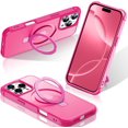 thumbnail image 1 of KOMI for iPhone 16 Pro Max Case, with Magnetic Ring Stand [Compatible with MagSafe] [Military Grade Protection] Slim Shockproof Translucent Protective Phone Case Rose Red, 1 of 5