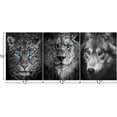 thumbnail image 2 of Black and White Animals Pictures Wall Art Decor for Bathroom Leopard Lion Wolf Head with Blue Eyes Paintings Canvas Prints Wildlife Artwork Framed Modern Home Office Decor 12"x16" 3 Panels, 2 of 6