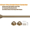 thumbnail image 5 of 60" Heavy Duty Straight Shower Rod With Shower Rod Flange, Permanent Mount Shower Curtain Rod With Screws Bracket, Never Rust Stainless Steel, Window Curtain and Closet Rod, Champagne Bronze, 5 of 14