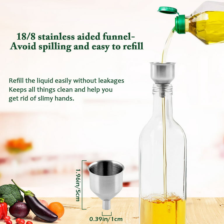 17oz Glass Olive Oil Bottle Dispenser with Spouts and Funnel for