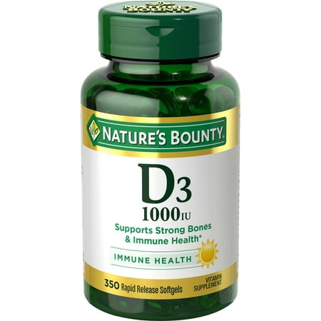 Nature's Bounty Vitamin D3 1000 IU Softgels, 350