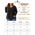 thumbnail image 6 of DARING DIVA Women's Plus Crew Neck Pleat Front Long Sleeve Top 4X Black, 6 of 6