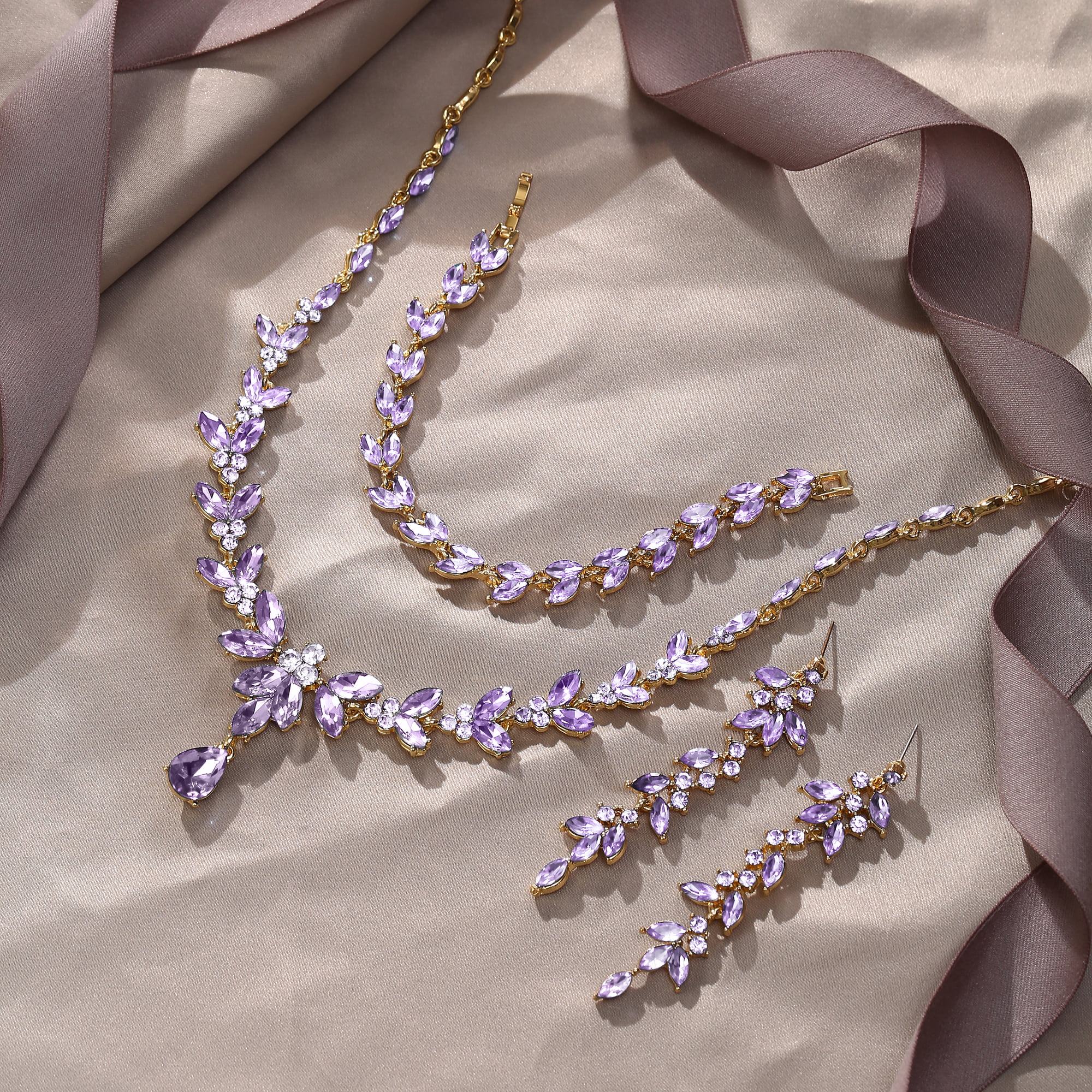 Handcrafted Violetta Amethyst Crystal Violet Opal Necklace Set – SWCreations