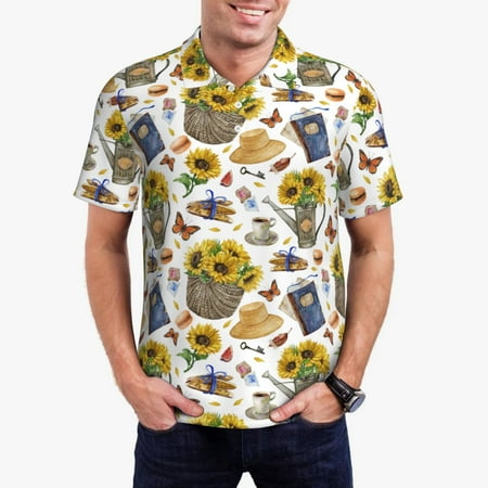 Uemuo Picnic for Men’s Golf Shirt – Premium Pique Cotton Polo Soft & Breathable Casual Short Sleeve Shirt Comfortable Activewear for Sports & Leisure-Medium