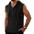 thumbnail image 2 of Noric Men's Sleeveless Hooded Tank Top Button Front Muscle Tee with Big Pocket Casual Gym Hoodie Vest for Summer, 2 of 7