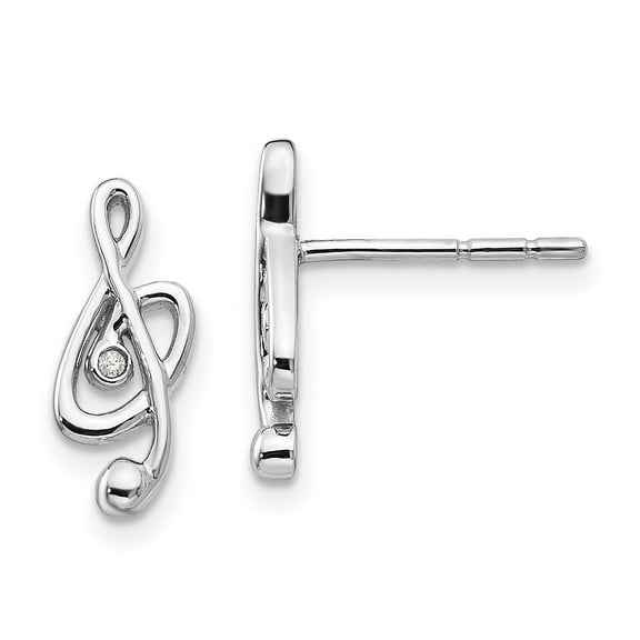 Primal Silver Sterling Silver Diamond Musical Post Earrings