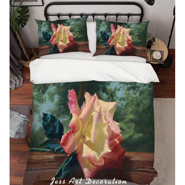 3D Rosa Floral Funda de edredón Set Ropa de cama Set Fundas de almohada 76