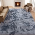 thumbnail image 5 of Nefoso Shag Area Rug, 4ft x 6ft Soft Fluffy Tie-Dye Area Rugs for Living Room Bedroom Decor Carpet, Blue & Grey, 5 of 13