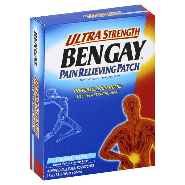 Ultra Strength Bengay Pain Relief Patch for Muscle, Pain, Large 3.9 x 7
