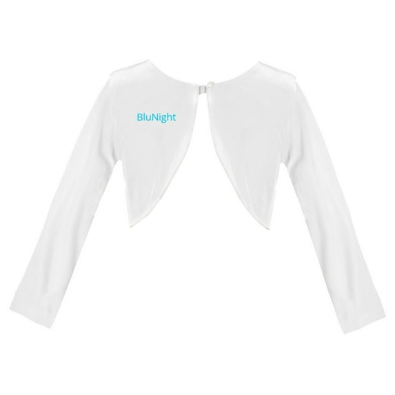 Little Girls Long Sleeve One Button Velvet Bolero Sweater Jacket Dress Cover Up White 2 (C82JK5S)