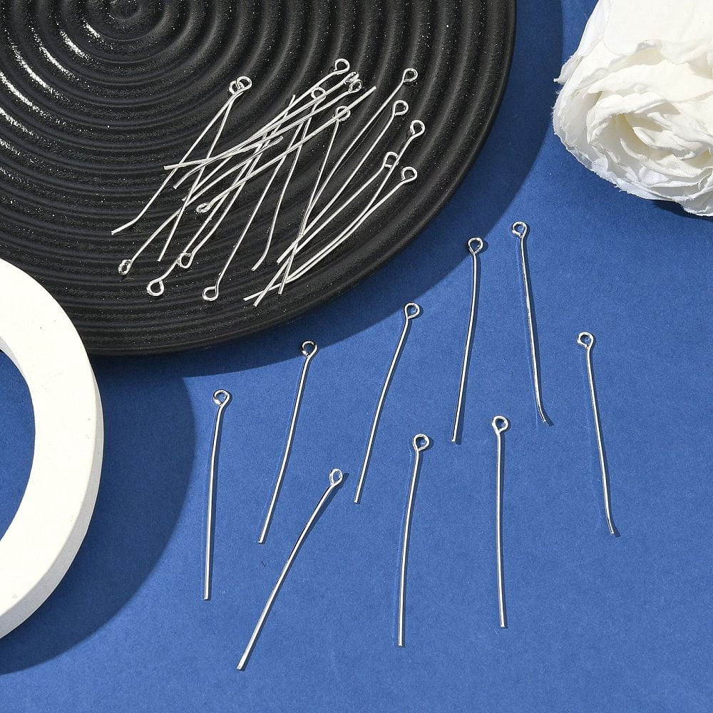 Iron Eye Pin Silver Color Plated 45x0.7mm Hole: 2mm 5000pcs/1000g
