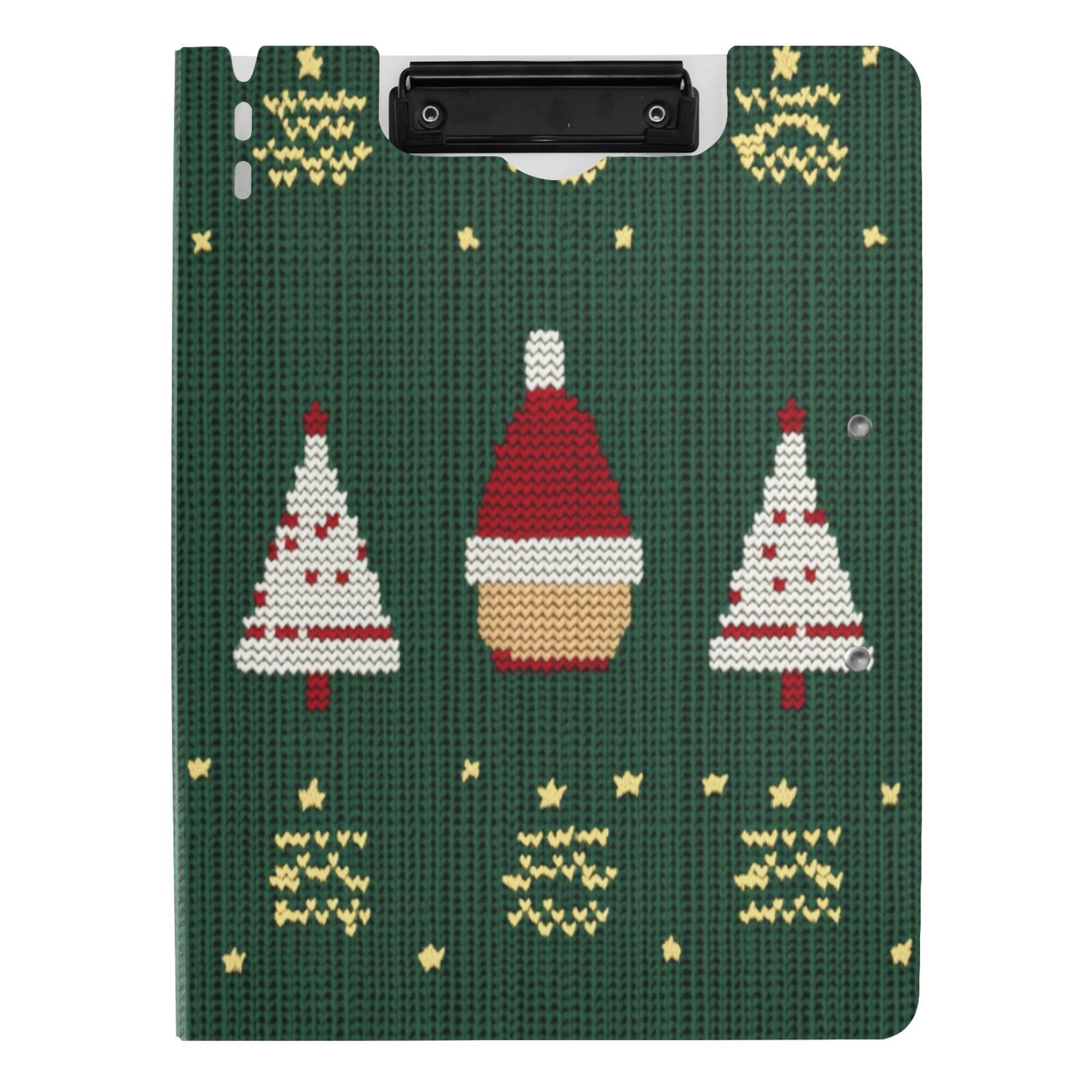 FORMRS A4 Clipboard Folder with Pen Holder Horizontal Foldable School Office Binder, Christmas Santa Hats