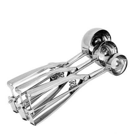 

3Pcs Ice Cream Spoon Stainless Steel Spring Handle Masher Cookie Scoop