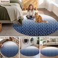 thumbnail image 5 of Modern Navy Blue Round Area Rug 3Ft Washable Small Circle Rugs for Kitchen Entryway, Abstract Ombre Geometric Morocco Non-Slip Carpet Floor Mats Indoor Outdoor Carpet Runner Aesthetic Home Decor, 5 of 8