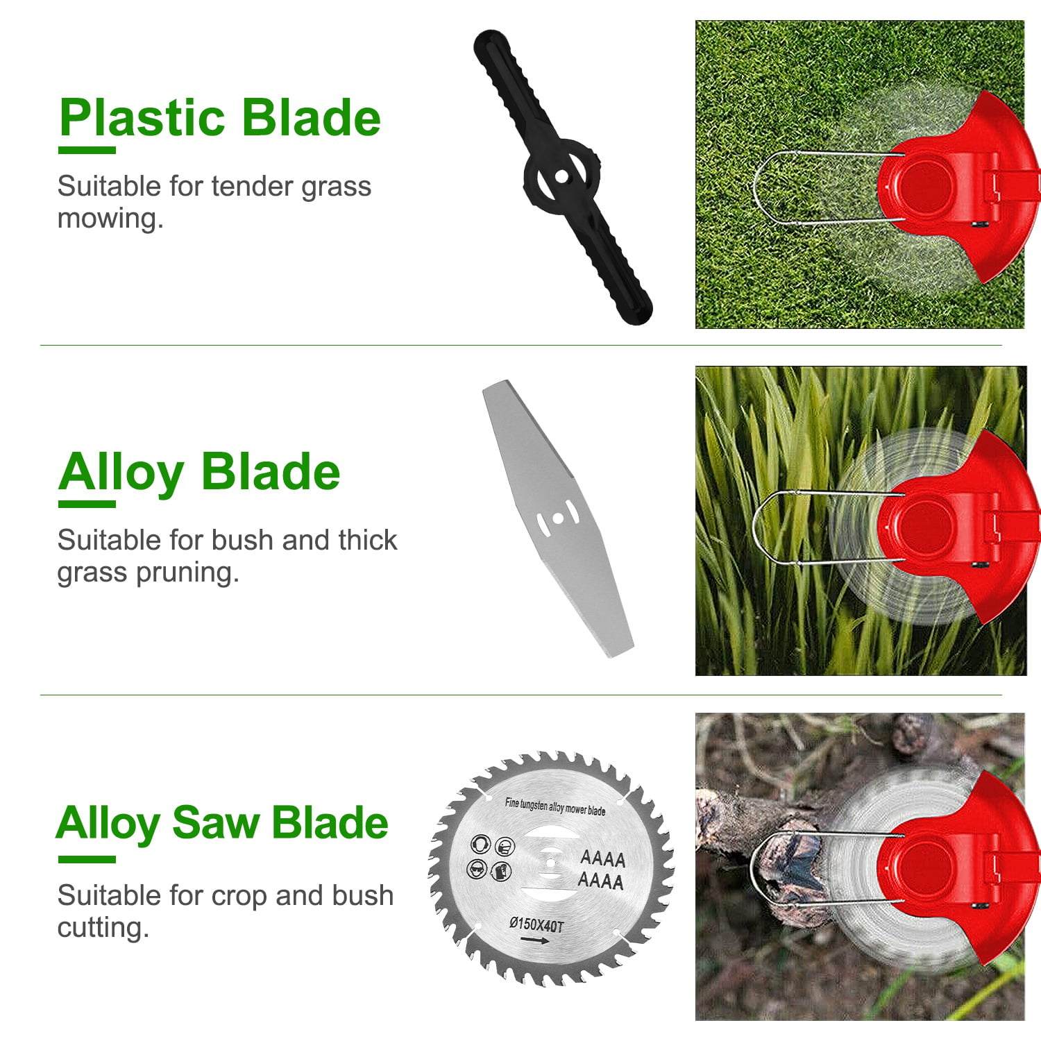 TeqHome 21V String Trimmer Cordless with 2x1.5Ah Battery and Charger Electric Weed Wacker 3 Cutting Blades Extendable Grass Trimmer for Lawn Garden Yard