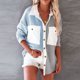 thumbnail image 4 of Moda para mujer Soild Spliced T-Shirts Tops de manga larga Blusa para mujer Abrigo Fridja po2015, 4 of 7