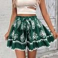 thumbnail image 7 of Flowy Boho Shorts for Women Summer Trendy Printed Beach Casual Wide Leg Elastic Waist Short Pants (L, Green), 7 of 7