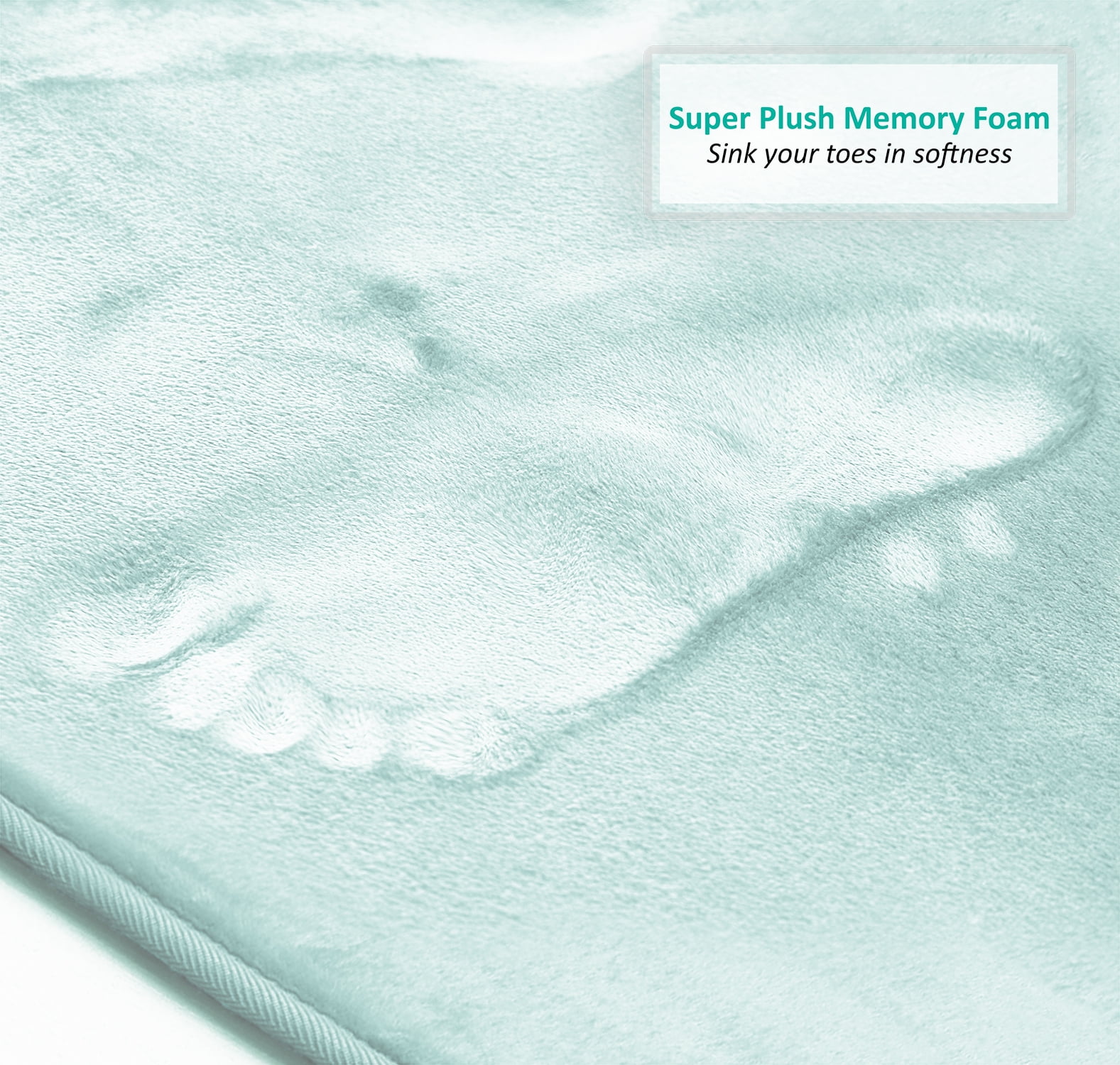 Nestl Set of 2 Absorbent Memory Foam Bath Mat Set Bathroom Rugs, Aqua, Large Size 20"x32" Small Size 17”x24”