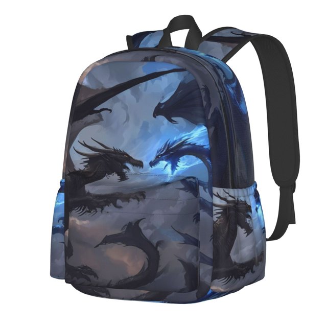 Disketp Black And Blue Lightning Dragon for Large Capacity Lightweight Student Backpack,Travel backpack,Perfect for School, Travel, and Work, Comfortable and Stylish