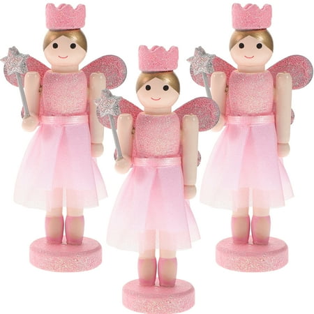 

3Pcs Festive Wooden Nutcracker Crafts Christmas Decors Angel Puppet Decors