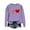 Purple, variant on Itsame Women Long Sleeve Heart T-Shirts Valentine's Sweatshirt Loose Crew Neck Tops Black Size M