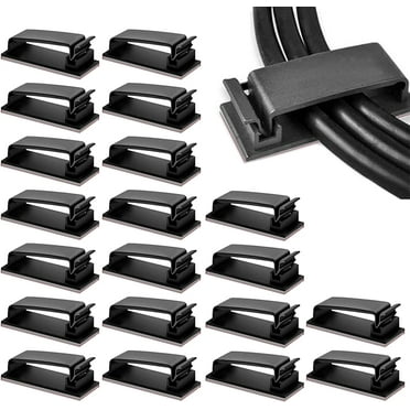 20 Pcs Cable Clips Adhesive Cable Management Wire Clip Self Adhesive Cable Clips Cable Organizer Clip Cable Fixers Cable Organizers Cable Tidy Clips (Black)