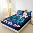 thumbnail image 4 of Feelyou 3D Neon Gamepad Full Size Sheets for Boy, Dreamy Blue Square Abstract Bed Sheets, Game Level Up Sheet Sets, Breathable Home Decor, 4pcs, 4 of 7
