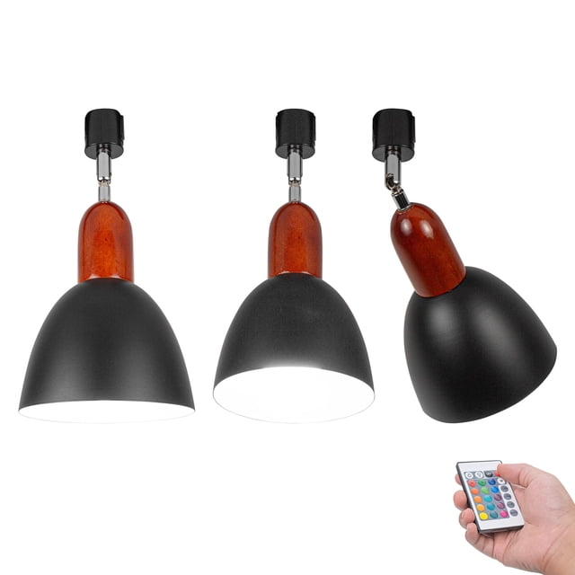 FSLiving H type Gimbaled Track Lighting,Black Ceiling Spotlighting Remote Control, Color Changing RGB Tunable White A19 Smart Bulb Mini Dome Lights H Track Mounted for Kitchen Shopwindow,Disco Ball