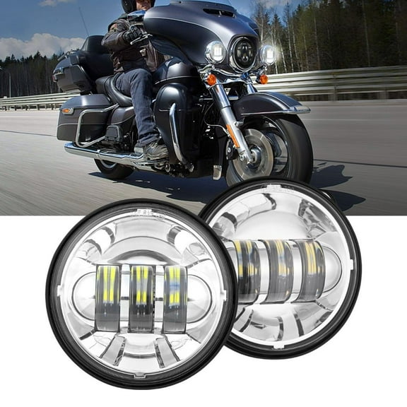 Nilight Motorcycle 2Pcs 4.5inch Led Fog Lights Passing Auxiliary Light DOT Compatible with Harley Davidson Electra Street Glide Heritage Softail Classic Road King, Chrome