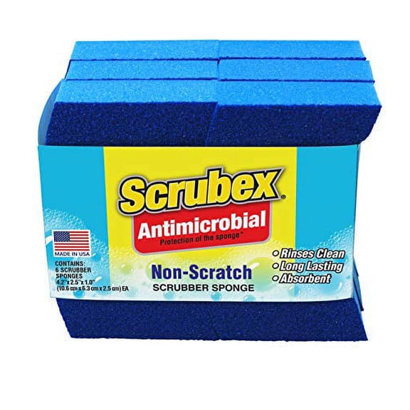 Scrubex Non-Scratch Odor Resistant Scrubber Sponge, 6 Count